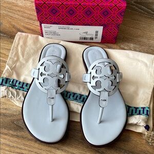Tory Burch Miller Welt Calf Leather Sandal in Spring Blue / 438 NWT Style 81347